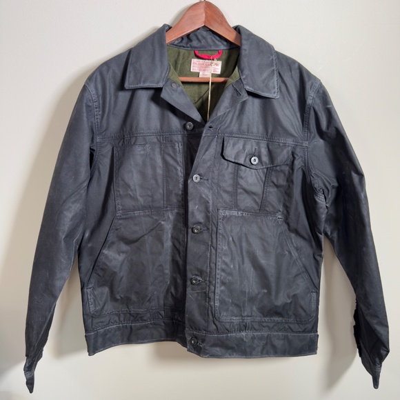 Filson Short Lined Cruiser Jacket - Black/Dark Green (Waxed Cloth) Soy Wax inc. - Picture 2 of 10